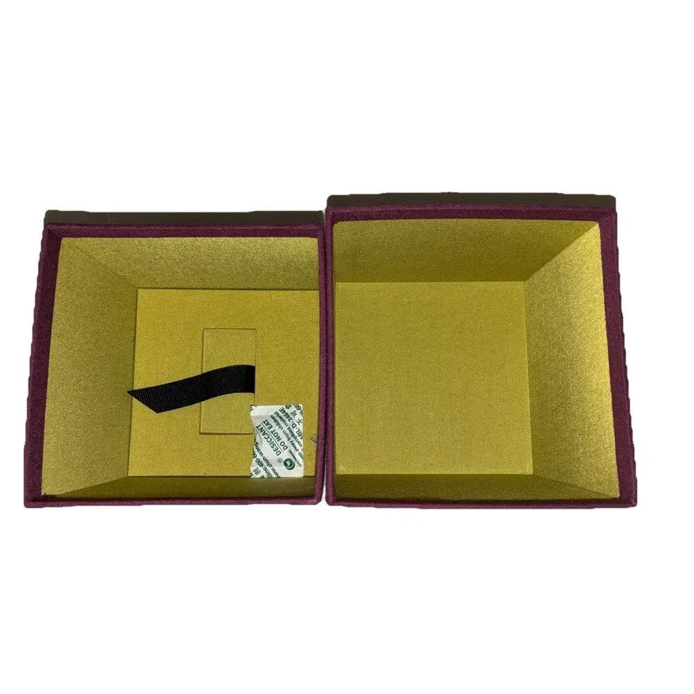 Gucci Gift Box Purple Fabric Green Interior Jewelry 4.7x4.7